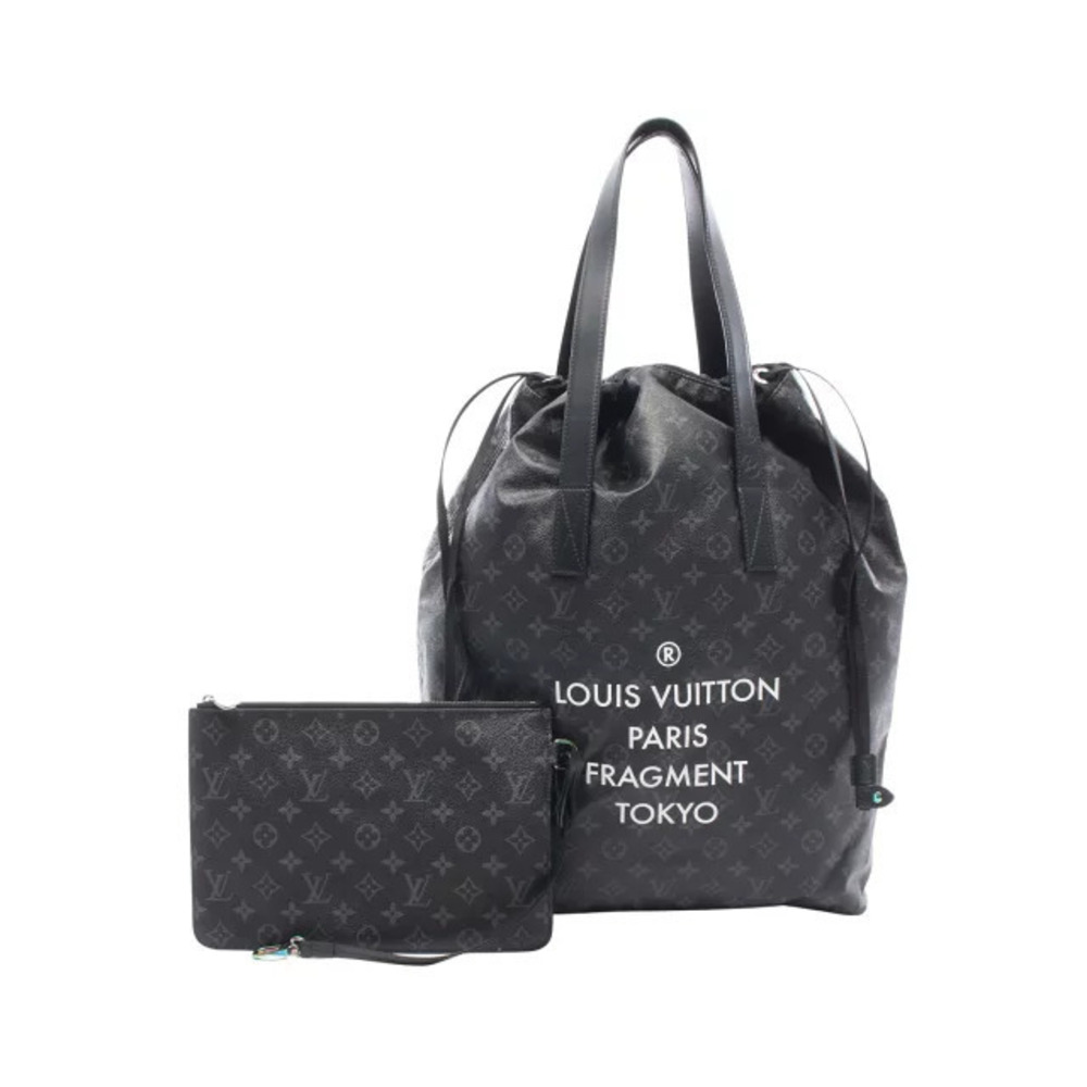 Louis Vuitton LV Cabas Monogram Eclipse Black Tote Bag Canvas Leather Black